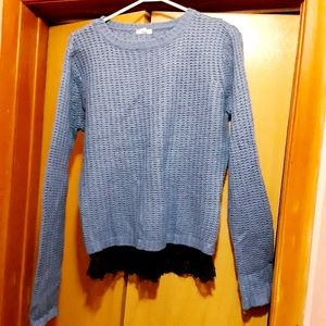 Ardene Muted Blue Lace Edged Sweater